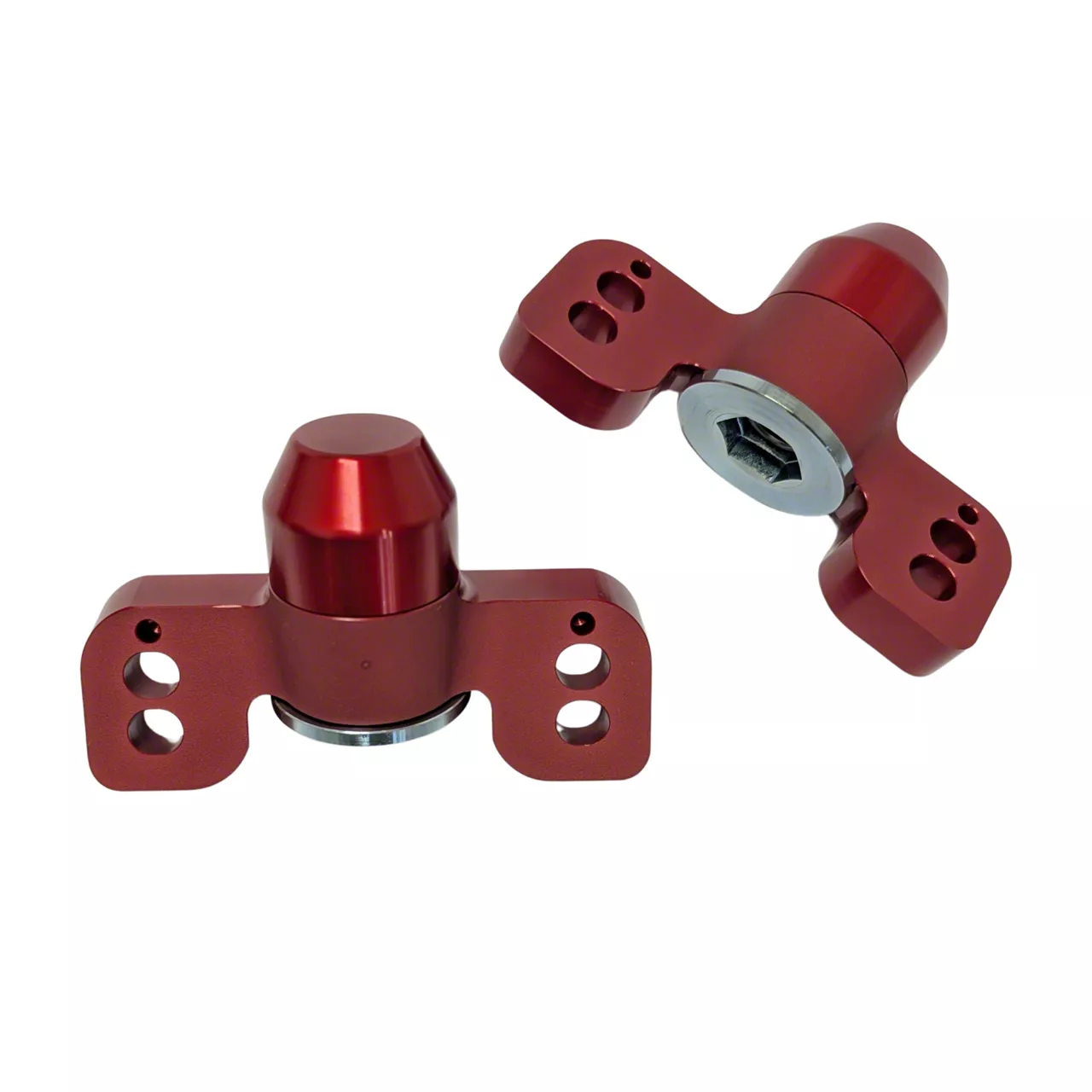 J&M Rear Upper Shock Mounts; Red (15-26 Mustang)