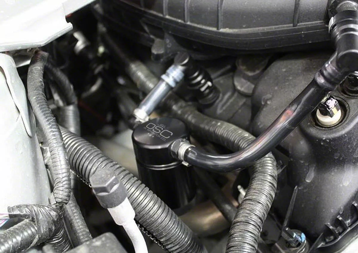 J&L 3.0 Oil Separator; Black Anodized; Passenger Side (11-17 Mustang V6)