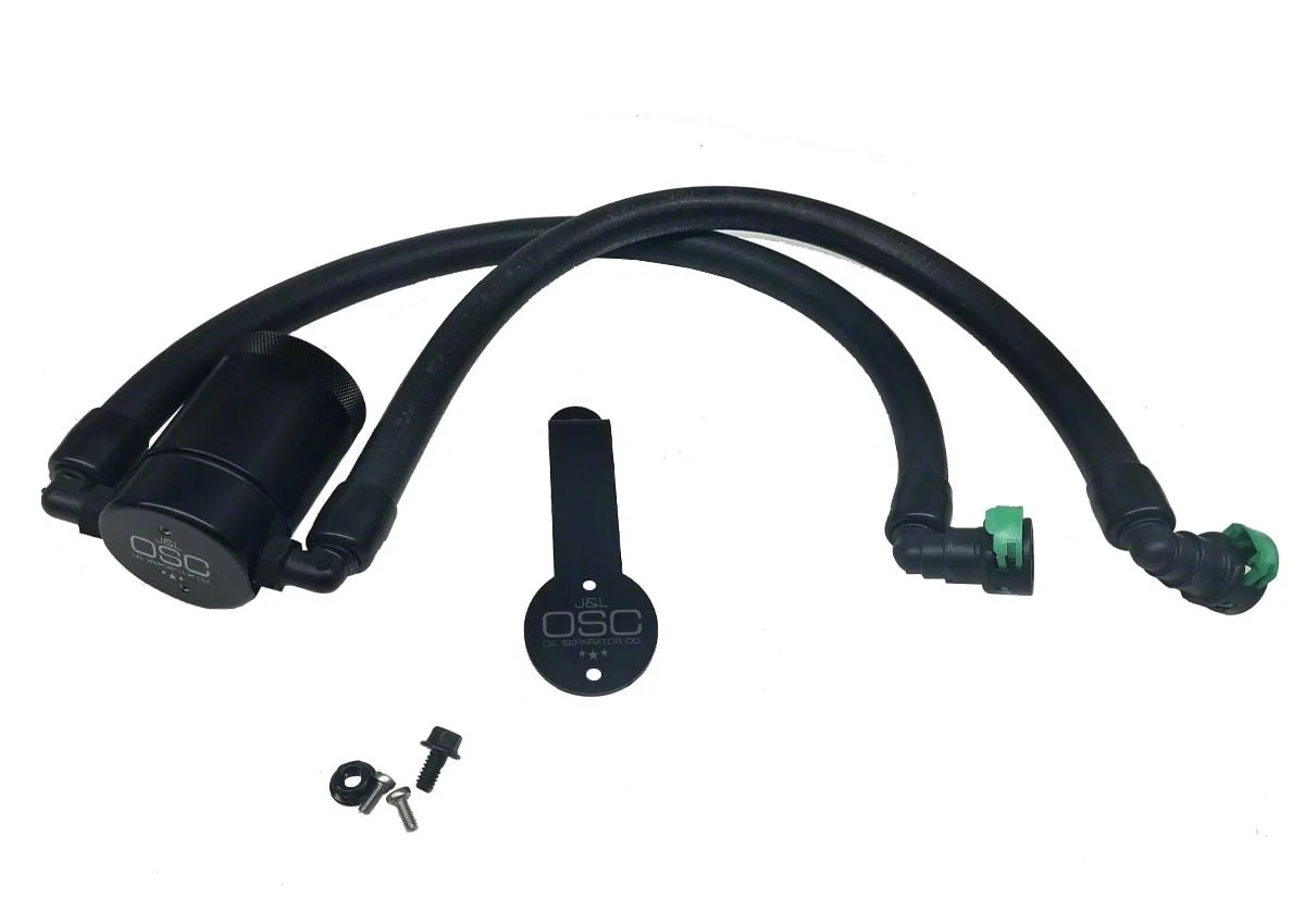J&L 3.0 Oil Separator; Black Anodized; Driver Side (15-23 Mustang EcoBoost)