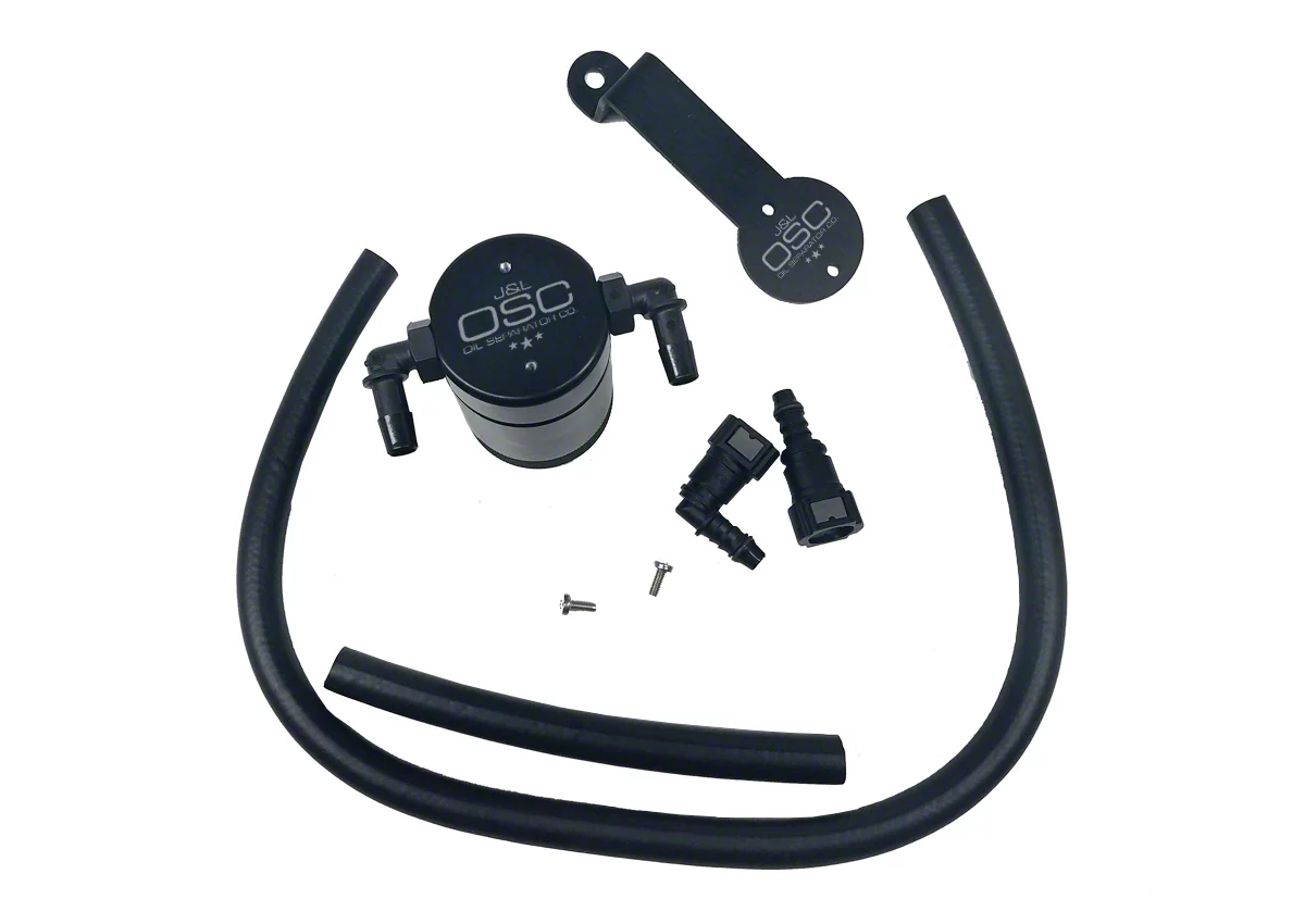 J&L 3.0 Oil Separator; Black Anodized; Passenger Side (05-10 Mustang GT)