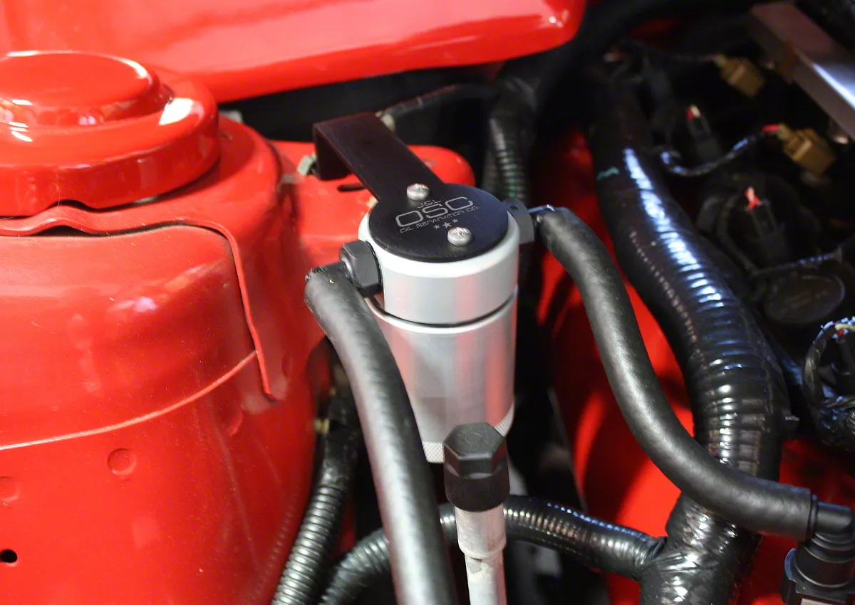 J&L 3.0 Oil Separator; Clear/Satin Anodized; Passenger Side (05-10 Mustang GT)