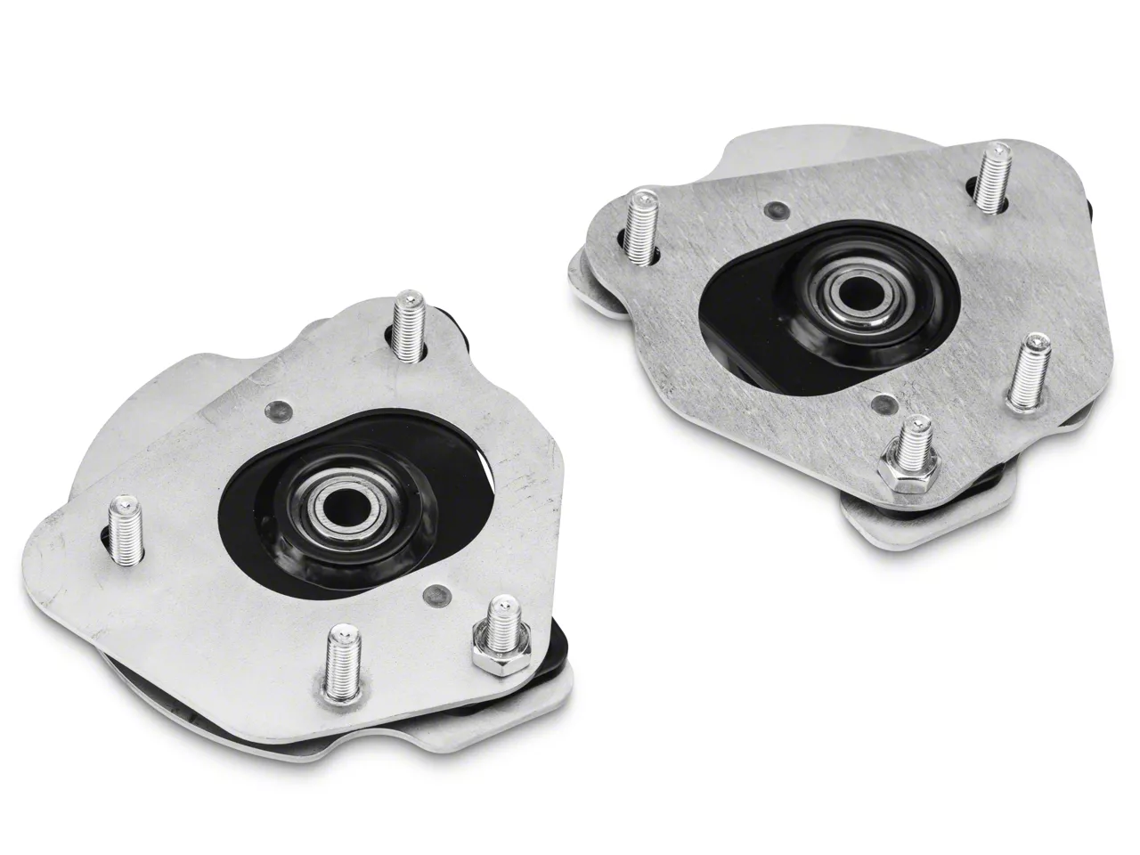 J&M Independently Adjustable Caster Camber Plates; Black (15-26 Mustang)