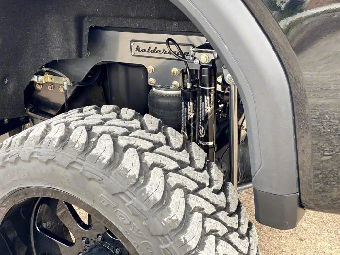 Kelderman Rear Fender Flare Caps; Textured Black (20-26 Sierra 3500 HD SRW)