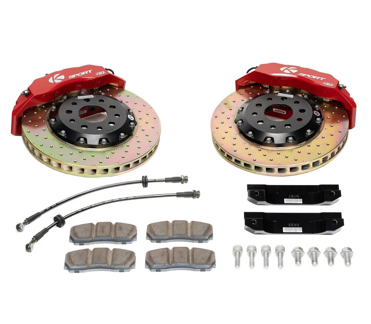 Ksport Supercomp 8-Piston Front Big Brake Kit with 14-Inch Drilled Rotors; Orange Calipers (05-13 Corvette C6, Excluding Z06)