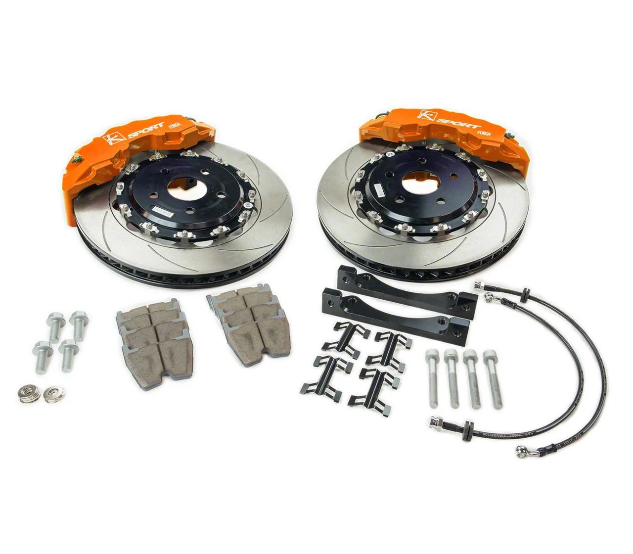 Ksport Supercomp 8-Piston Front Big Brake Kit with 15-Inch Slotted Rotors; Orange Calipers (05-13 Corvette C6, Excluding Z06)