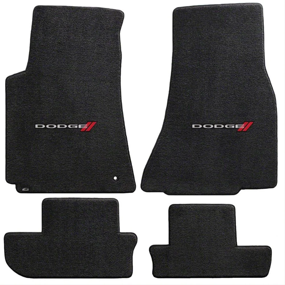 Lloyd Ultimat Front and Rear Floor Mats with Dodge Logo; Black (08-10 Challenger)