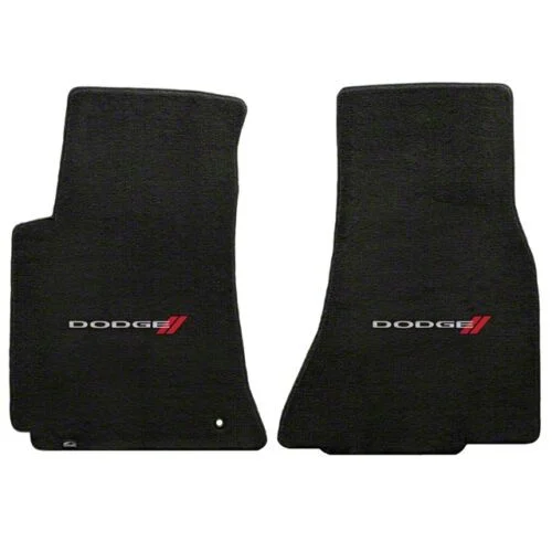Lloyd Velourtex Front Floor Mats with Dodge Logo; Black (08-10 Challenger)