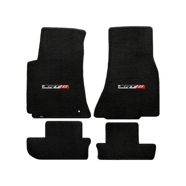 Lloyd Velourtex Front and Rear Floor Mats with SRT8 Logo; Black (08-10 Challenger)