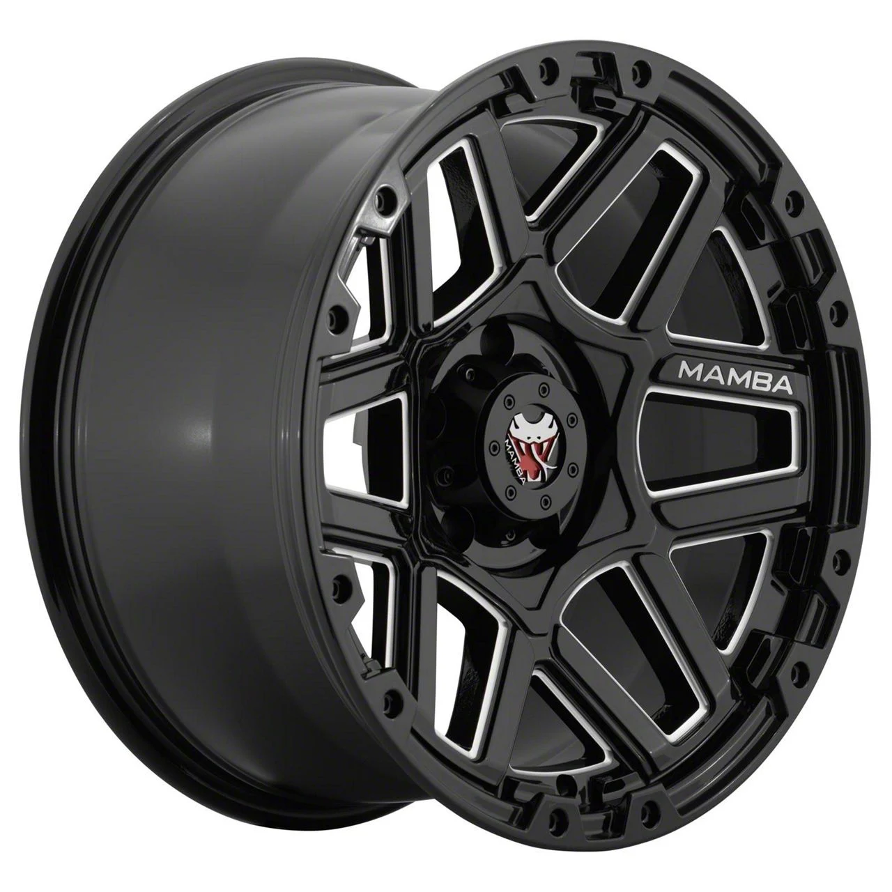 Mamba Offroad Wheels M23 Gloss Black Machined 6-Lug Wheel; 17x9; -12mm Offset (07-13 Silverado 1500)