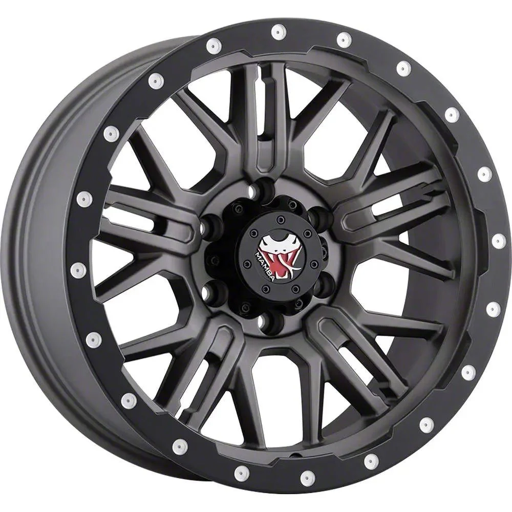 Mamba Offroad Wheels M25 Matte Gray with Black Lip 6-Lug Wheel; 18x9; 12mm Offset (07-13 Sierra 1500)