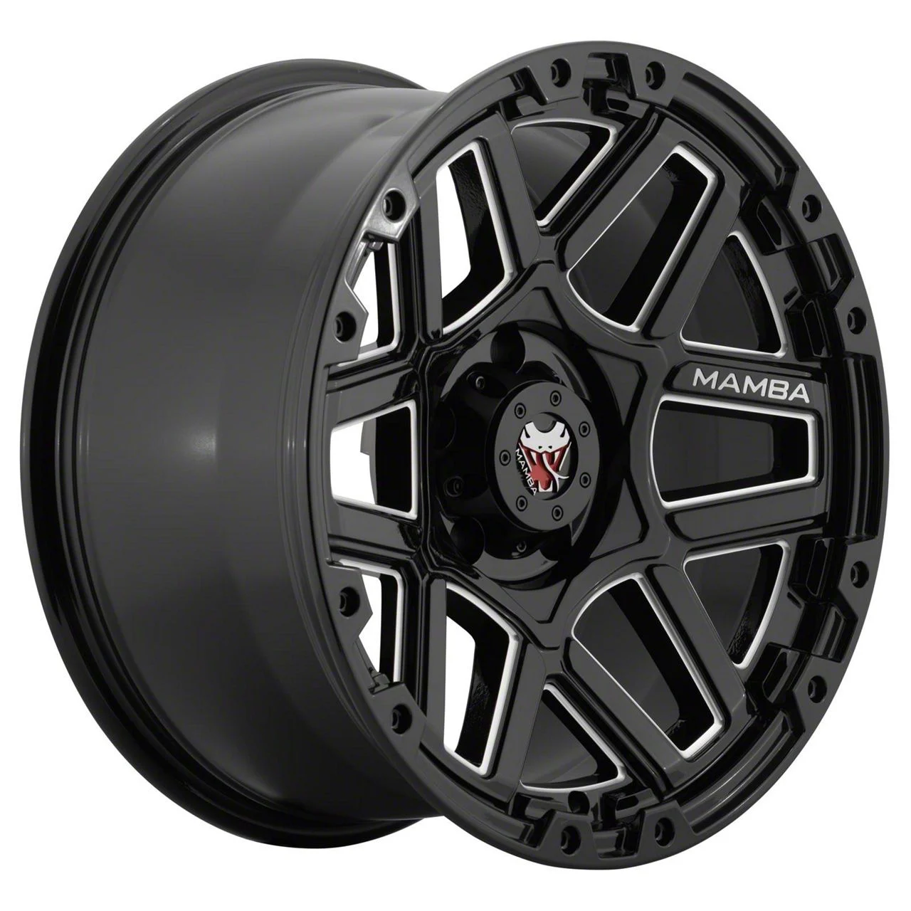 Mamba Offroad Wheels M23 Gloss Black Machined 6-Lug Wheel; 18x9; 12mm Offset (07-14 Yukon)