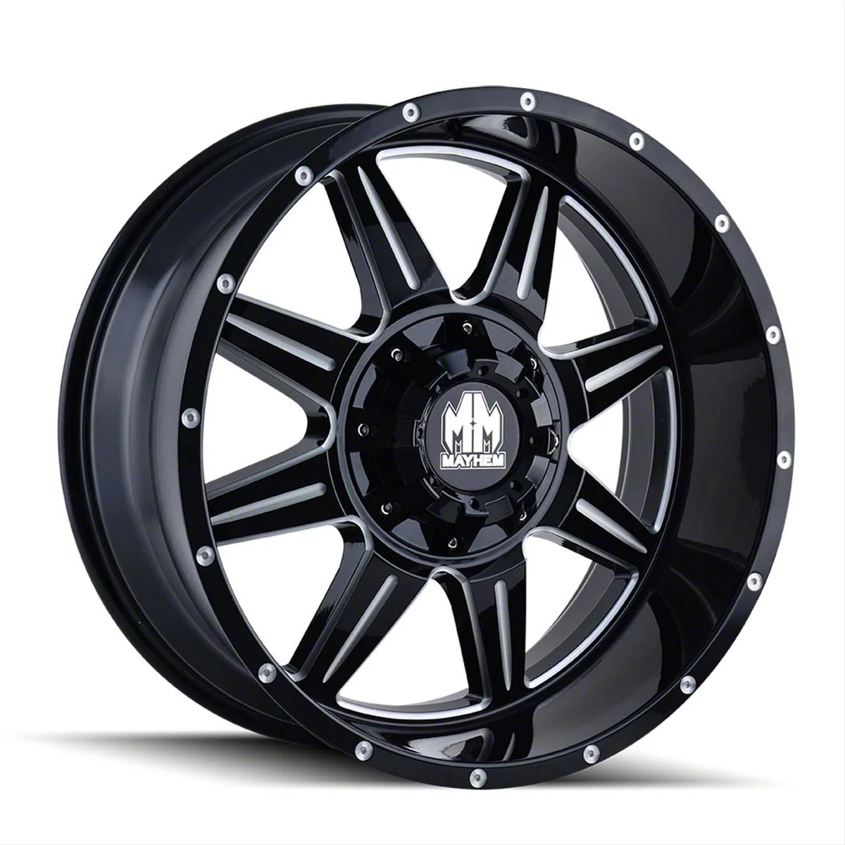 Mayhem Wheels Monstir Gloss Black Milled 6-Lug Wheel; 20x9; 18mm Offset (07-14 Tahoe)