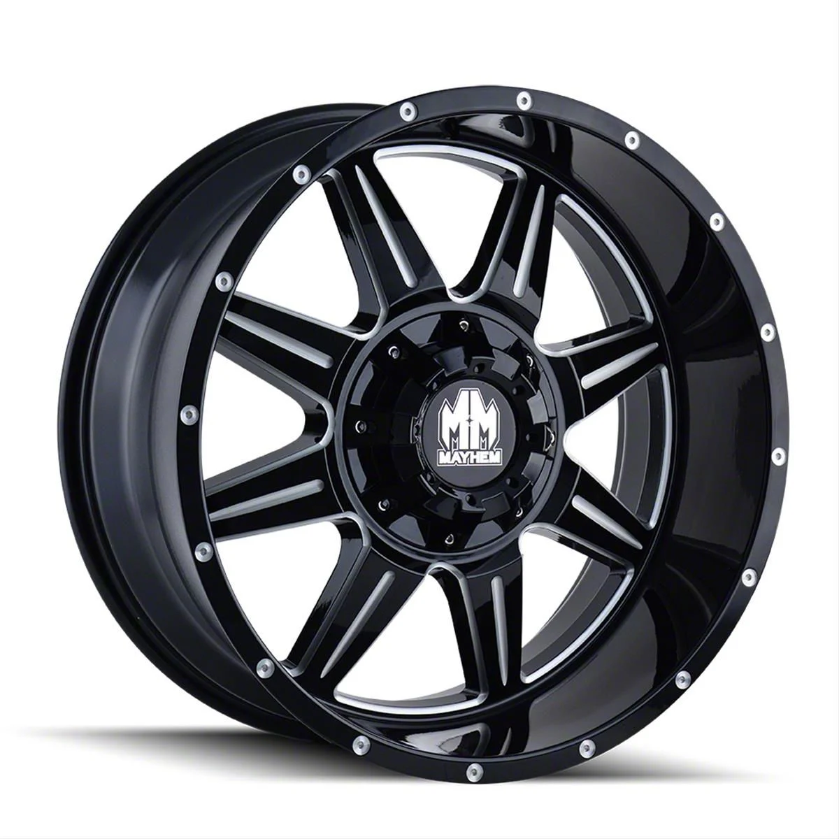 Mayhem Wheels Monstir Gloss Black Milled 6-Lug Wheel; 20x10; -12mm Offset (07-14 Tahoe)