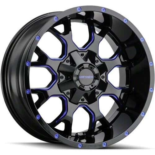 Mayhem Wheels Warrior Black with Prism Blue 6-Lug Wheel; 20x9; 0mm Offset (07-14 Yukon)