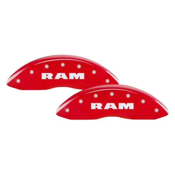 MGP Brake Caliper Covers with RAM Logo; Red; Front and Rear (11-18 RAM 3500 SRW)