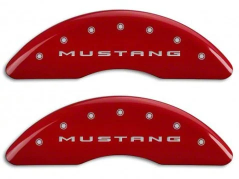 MGP Brake Caliper Covers with 5.0 Logo; Red; Front and Rear (15-23 Mustang GT w/ Performance Pack)
