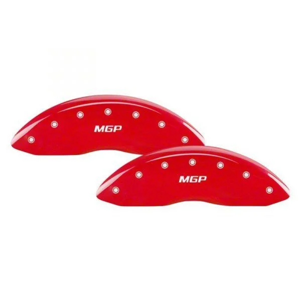 MGP Brake Caliper Covers with MGP Logo; Red; Front and Rear (20-26 Sierra 3500 HD SRW)