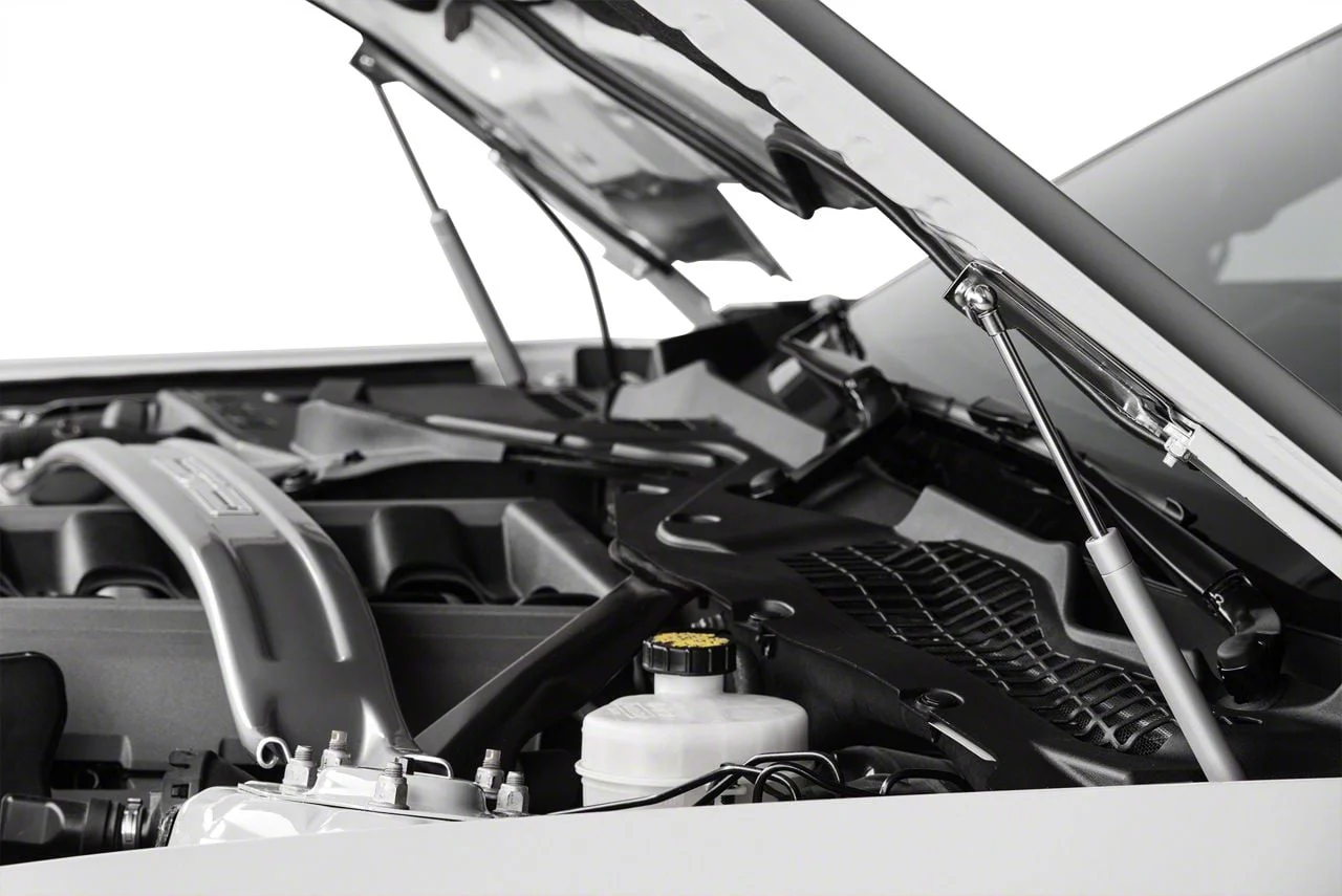 MMD Bolt On Hood Strut Kit; Chrome (15-17 Mustang GT, EcoBoost, V6)