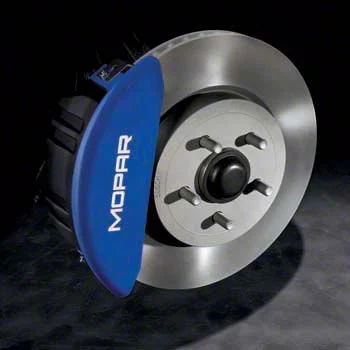 Mopar Brake Caliper Covers with MOPAR Logo; Blue; Front and Rear (11-23 3.6L Challenger)