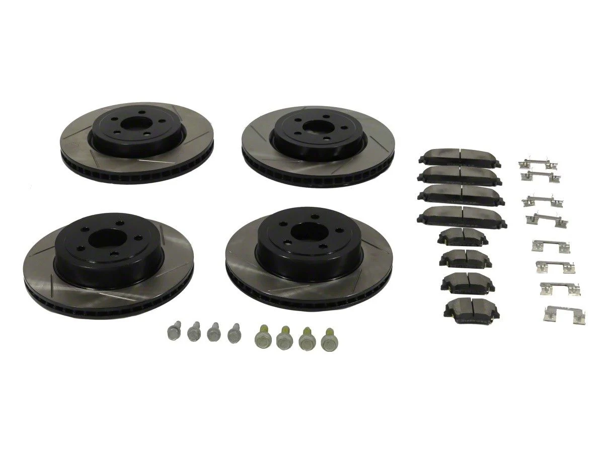Mopar Performance Slotted Brake Rotor and Pad Kit; Front and Rear (15-23 Charger w/ Dual Piston Front Calipers & 320mm Vented Rear Rotors)