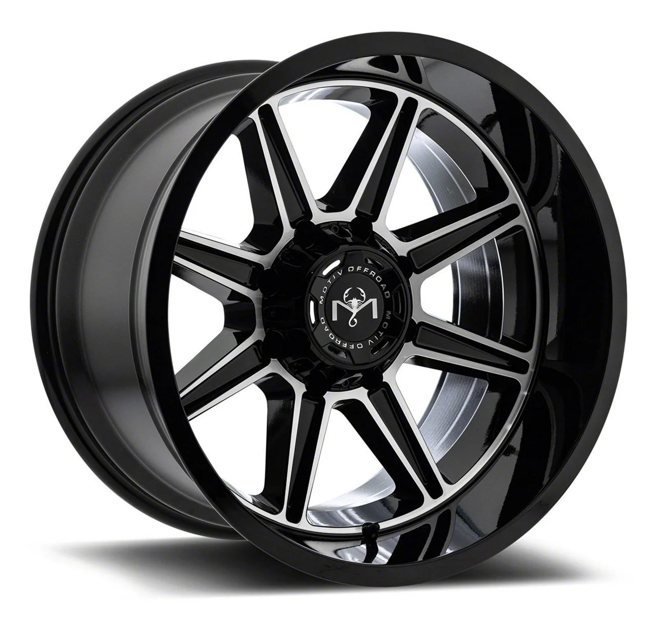 Motiv Offroad Balast Gloss Black with Chrome Accents 6-Lug Wheel; 18x9; 18mm Offset (07-14 Yukon)