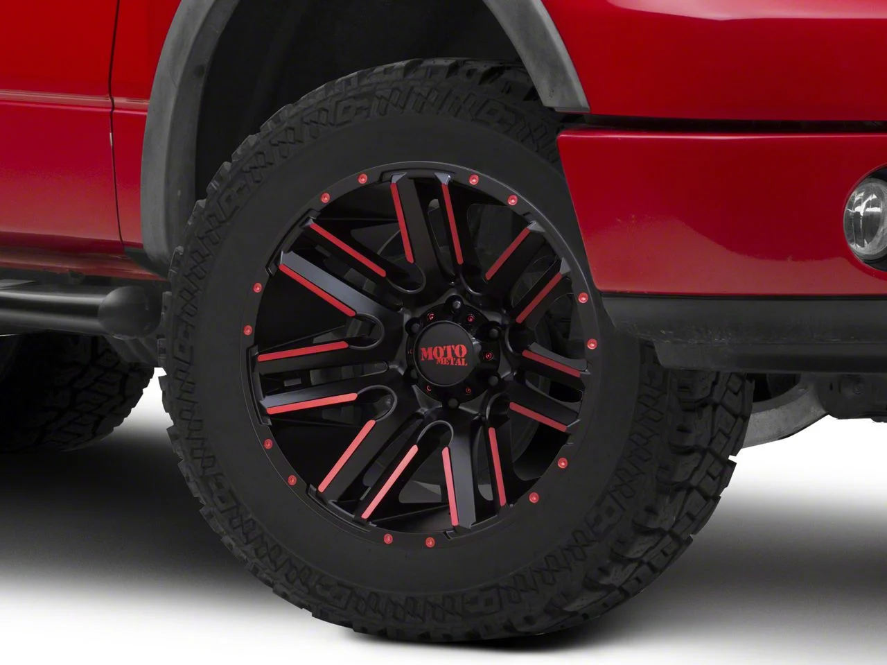 Moto Metal Razor Satin Black Machined Red Tint 6-Lug Wheel; 20x10; -24mm Offset (04-08 F-150)