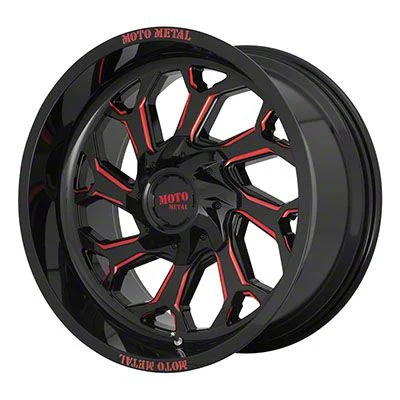 Moto Metal MO999 Gloss Black Milled with Red Tint 6-Lug Wheel; 20x10; -18mm Offset (07-14 Tahoe)