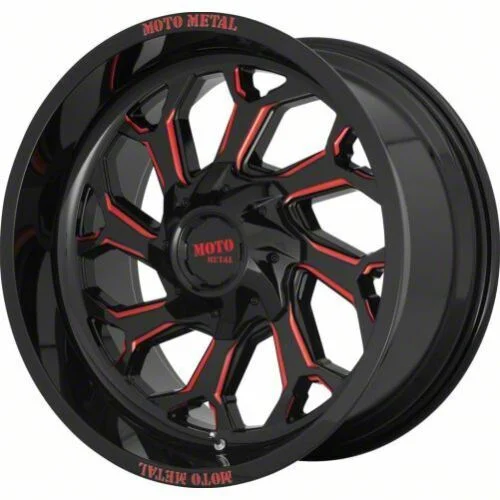 Moto Metal MO999 Gloss Black Milled with Red Tint 6-Lug Wheel; 22x12; -44mm Offset (07-14 Tahoe)