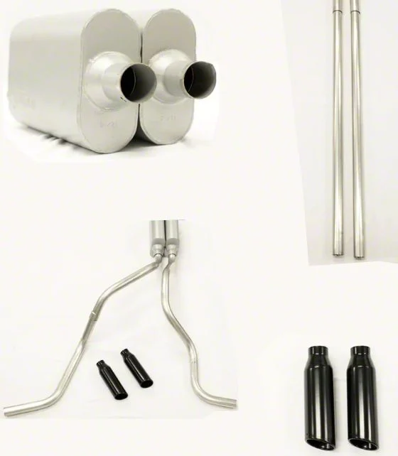 MPI Exhaust Technologies 2.25-Inch Dual Exhaust System with Performance Series Muffler and Black Tips; Side Exit (07-26 5.3L Silverado 1500 w/o Factory Dual Exhaust)