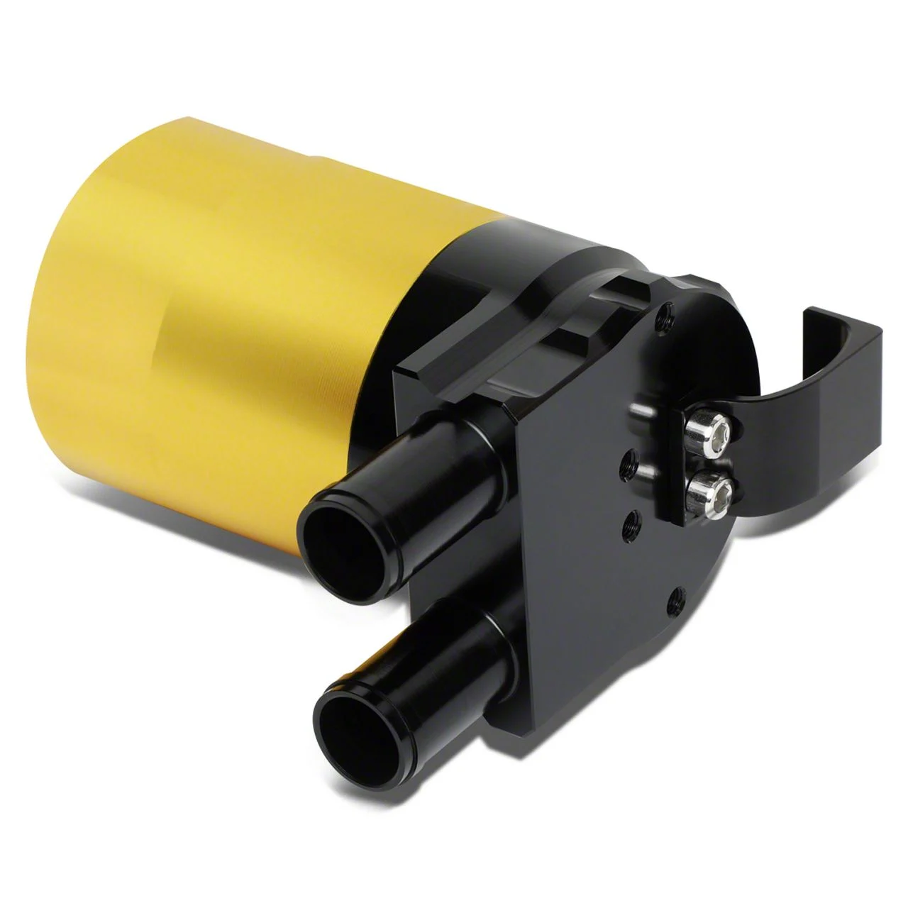 Aluminum Oil Catch Can with Baffle; Black/Gold (Universal; Some Adaptation May Be Required)