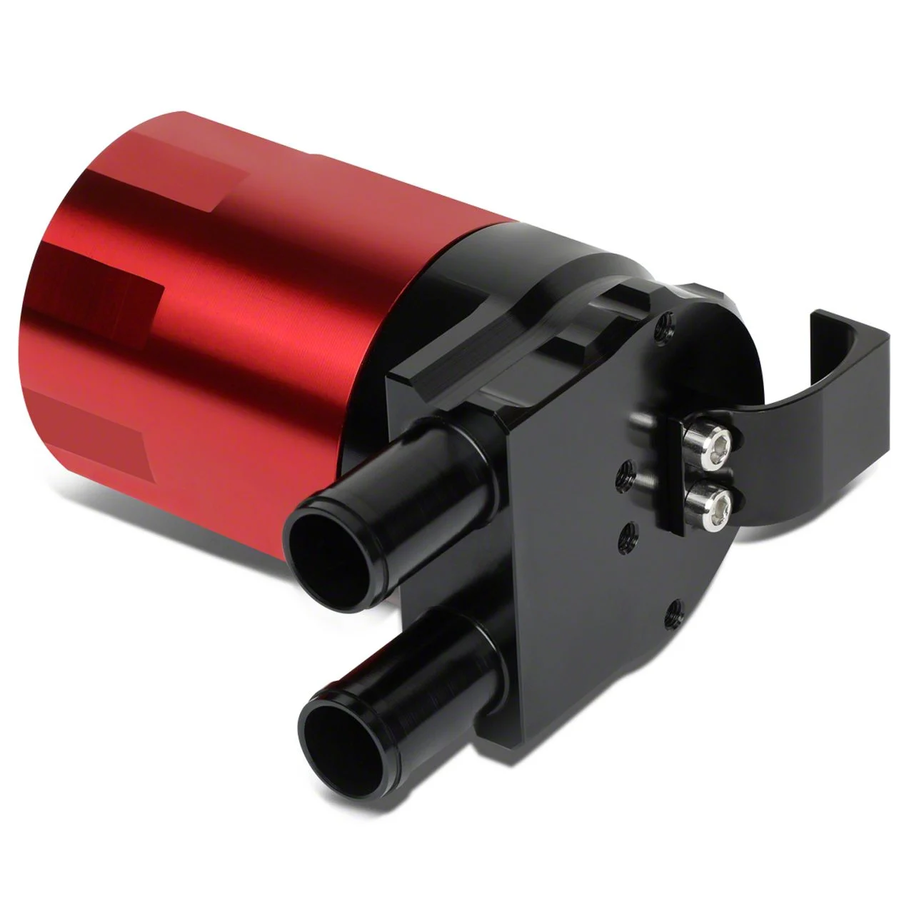 Aluminum Oil Catch Can with Baffle; Black/Red (Universal; Some Adaptation May Be Required)