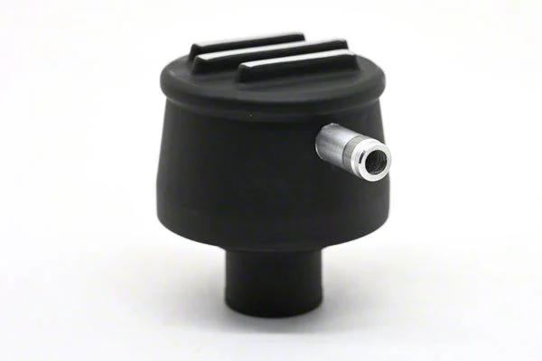 Aluminum Round Finned Valve Cover Breather with PCV Valve; 1-1/4-Inch; Black (Universal; Some Adaptation May Be Required)