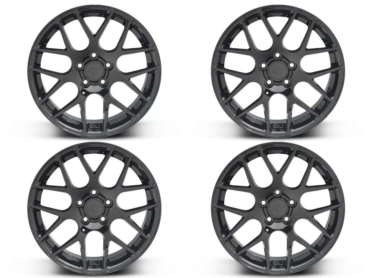 AMR Gloss Black 4-Wheel Kit; 18x9; 30mm Offset (10-14 Mustang)