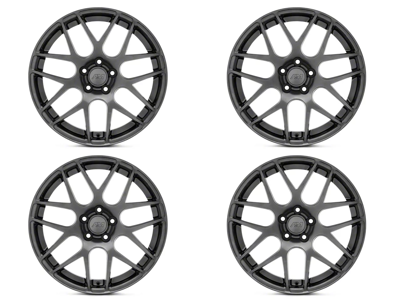 AMR Dark Stainless 4-Wheel Kit; 19x8.5; 30mm Offset (10-14 Mustang)