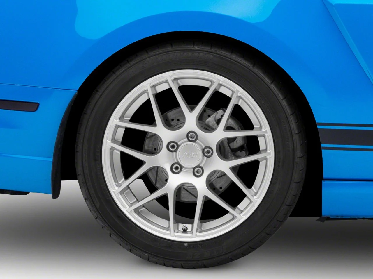 AMR Silver Wheel; Rear Only; 19x11; 56mm Offset (10-14 Mustang)