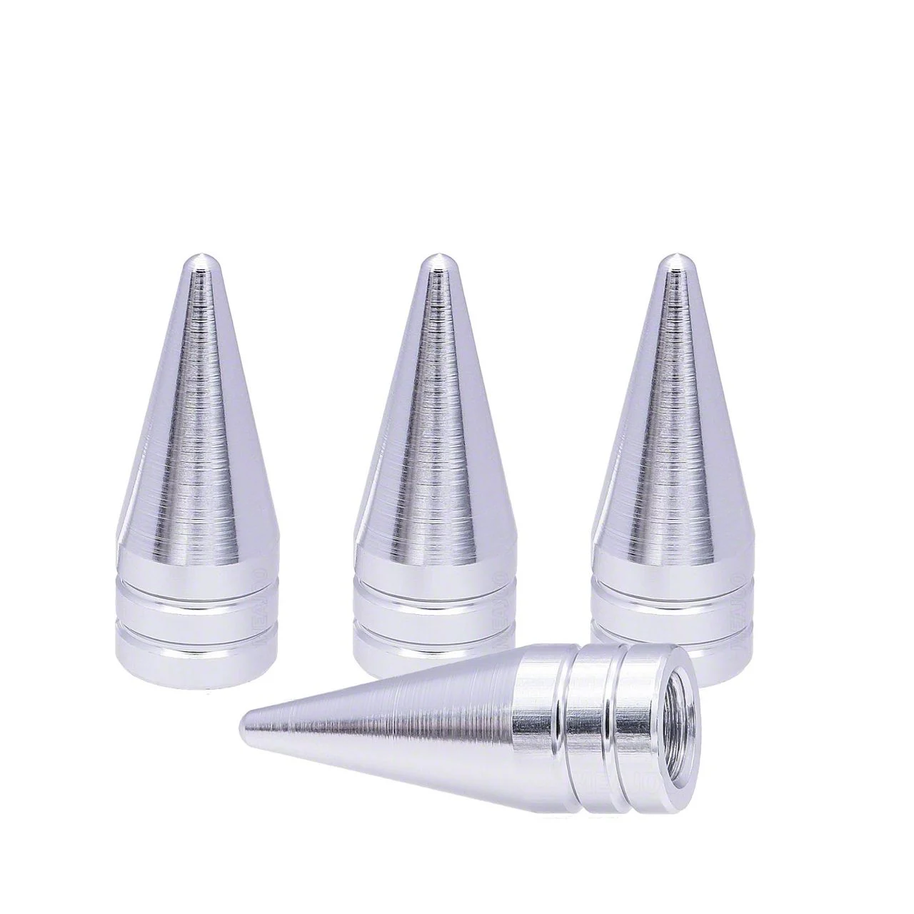 Brushed Spike Valve Caps; 4-Pack (Universal; Some Adaptation May Be Required)