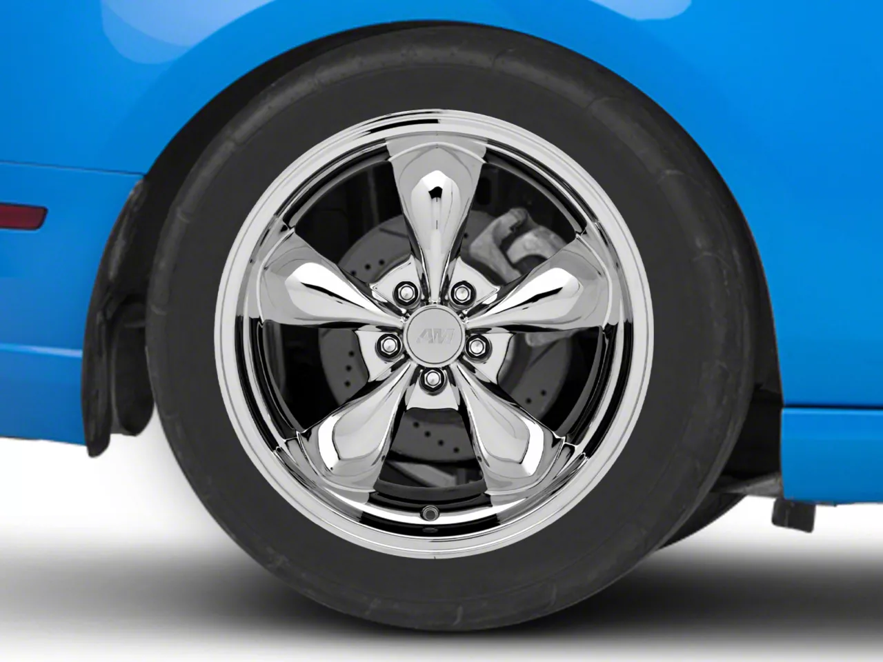 Deep Dish Bullitt Chrome Wheel; Rear Only; 19x10; 48mm Offset (10-14 Mustang GT w/o Performance Pack, V6)