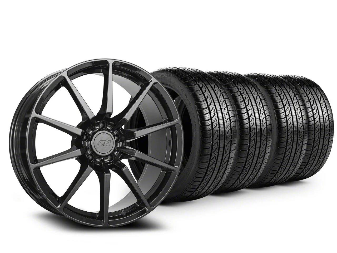 19x8.5 GT350 Style Wheel & Pirelli All-Season P Zero Nero Tire Package (15-23 Mustang GT, EcoBoost, V6)