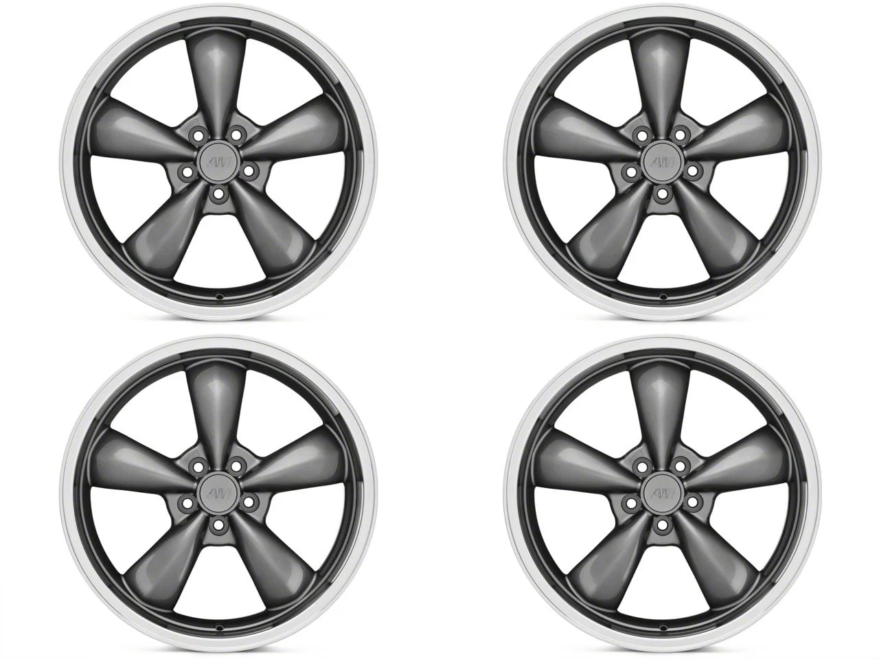 Staggered Deep Dish Bullitt Anthracite 4-Wheel Kit; 20x8.5/20x10; 38mm Offset (2010 Mustang GT; 10-14 Mustang V6)