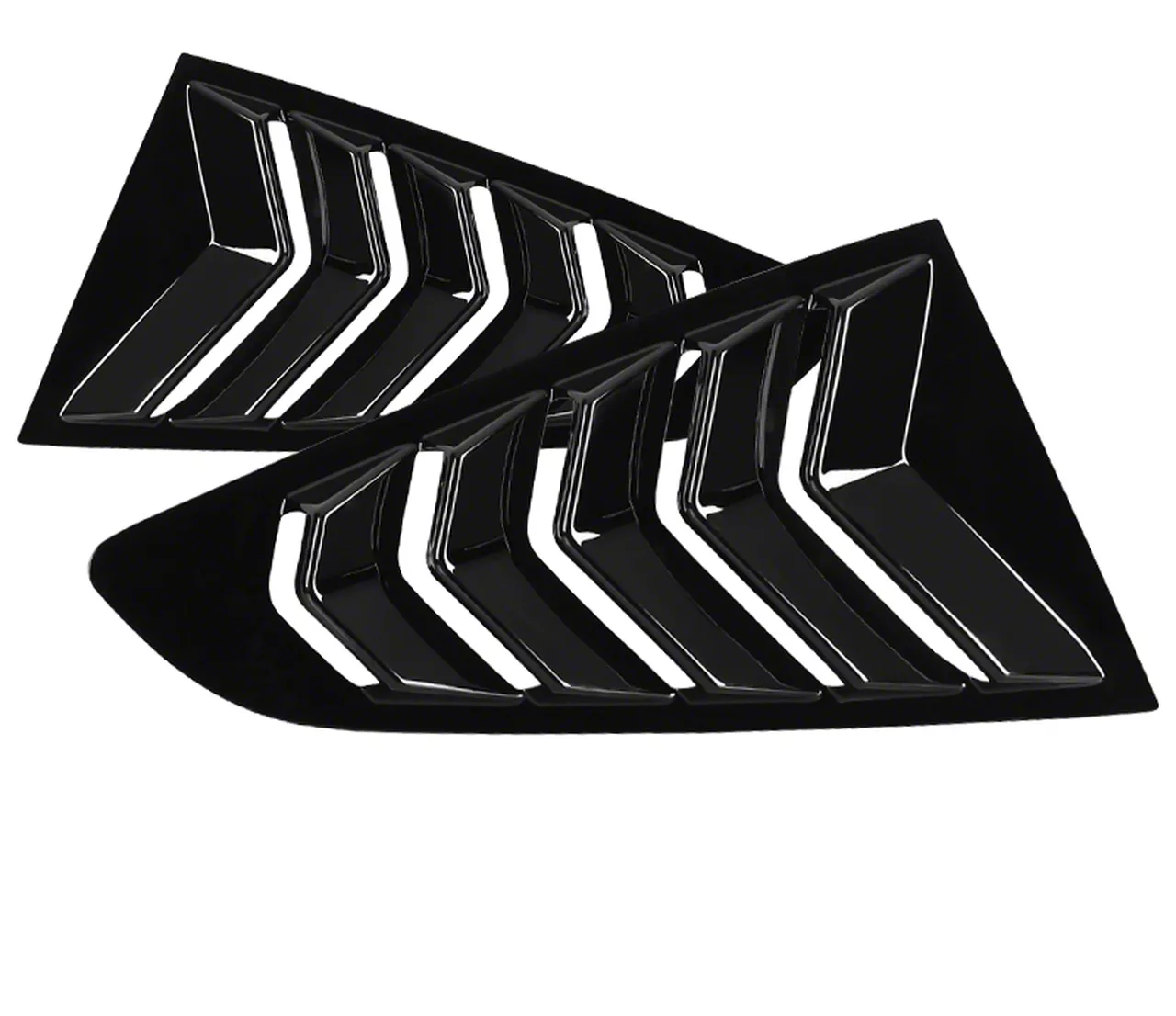 5-Vent Style Quarter Window Louvers; Gloss Black (15-23 Mustang Fastback)