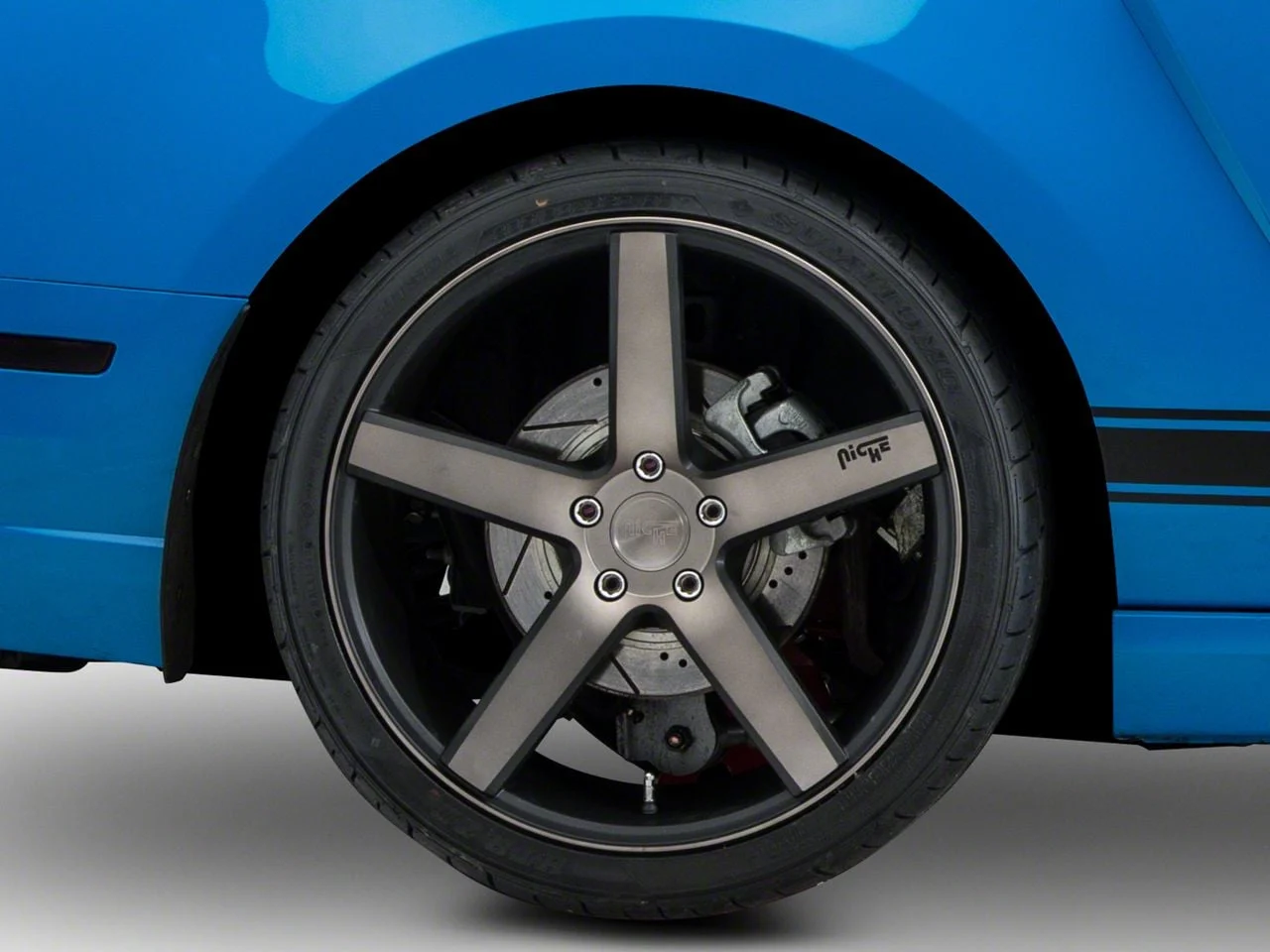 Niche Milan Matte Black Machined Wheel; Rear Only; 20x10; 40mm Offset (10-14 Mustang)