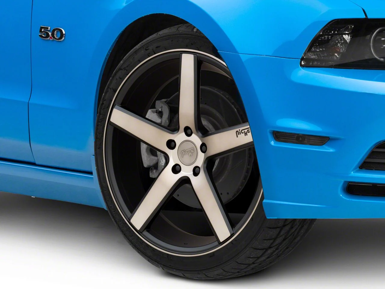 Niche Milan Matte Black Machined Wheel; 20x8.5; 35mm Offset (10-14 Mustang)