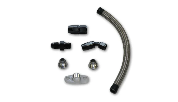 Vibrant Universal Oil Drain Kit for T3/T4 Turbos (12" long line)
