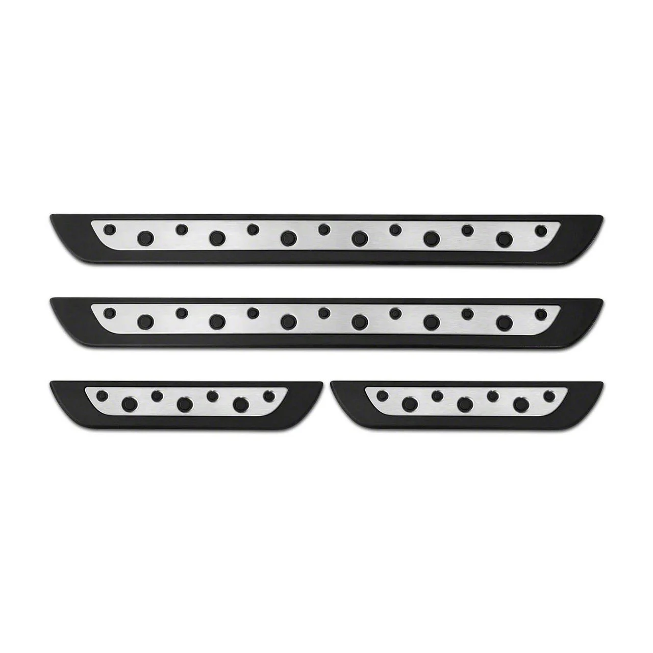 OMAC Grip Style Door Sill Covers; Stainless and Plastic (Universal; Some Adaptation May Be Required)