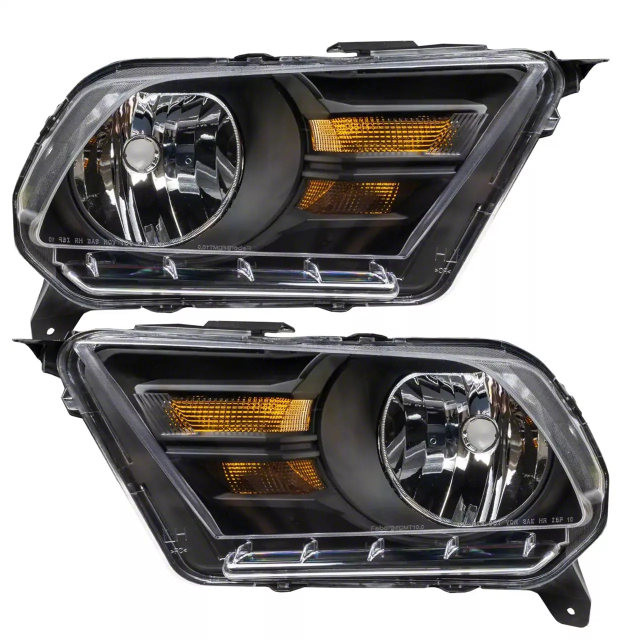 Oracle OE Style Headlights with ColorSHIFT LED Halos; Black Housing; Clear Lens (10-12 Mustang w/ Factory Halogen Headlights)