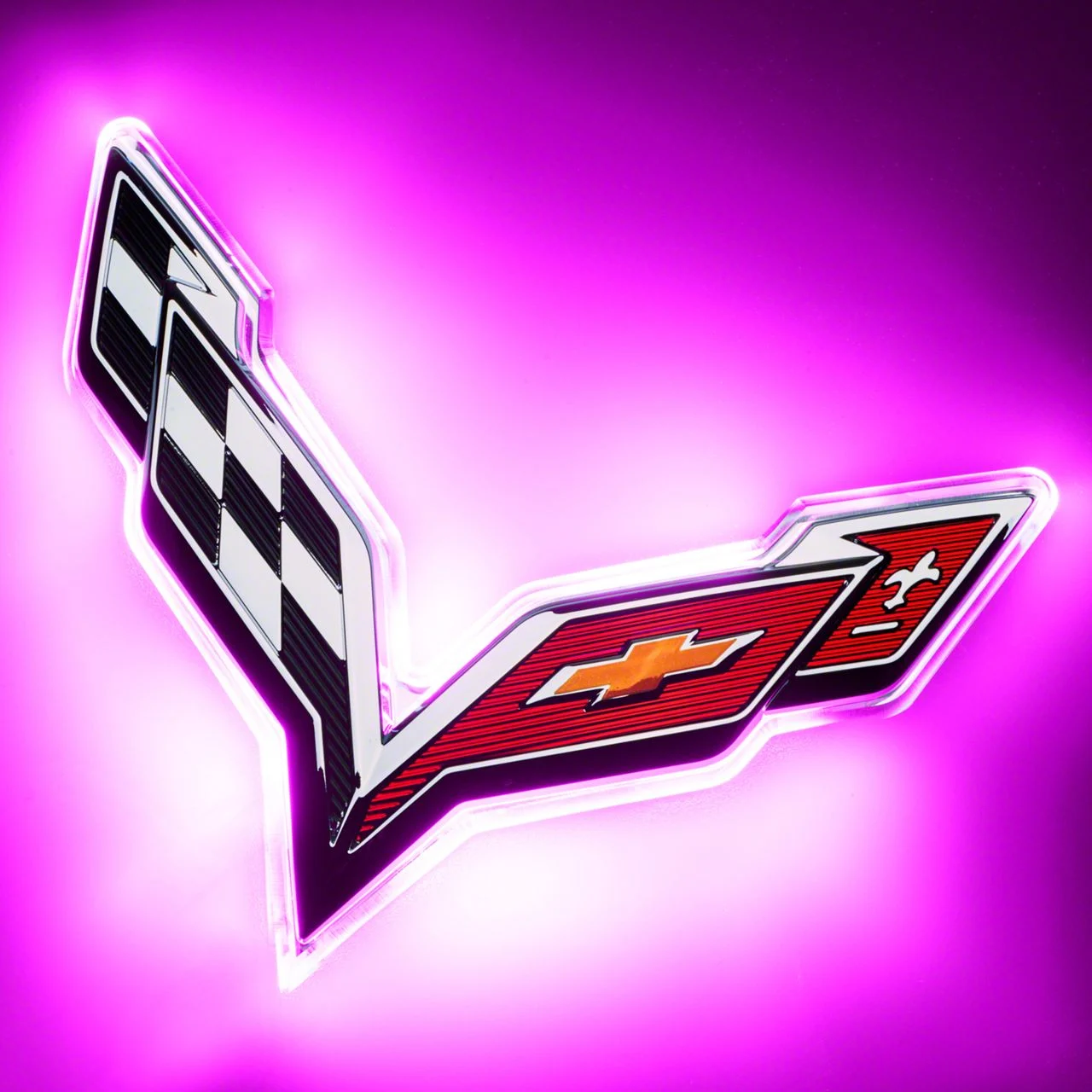 Oracle Illuminated Rear Emblem; Dual Intensity; Pink (14-19 Corvette C7)