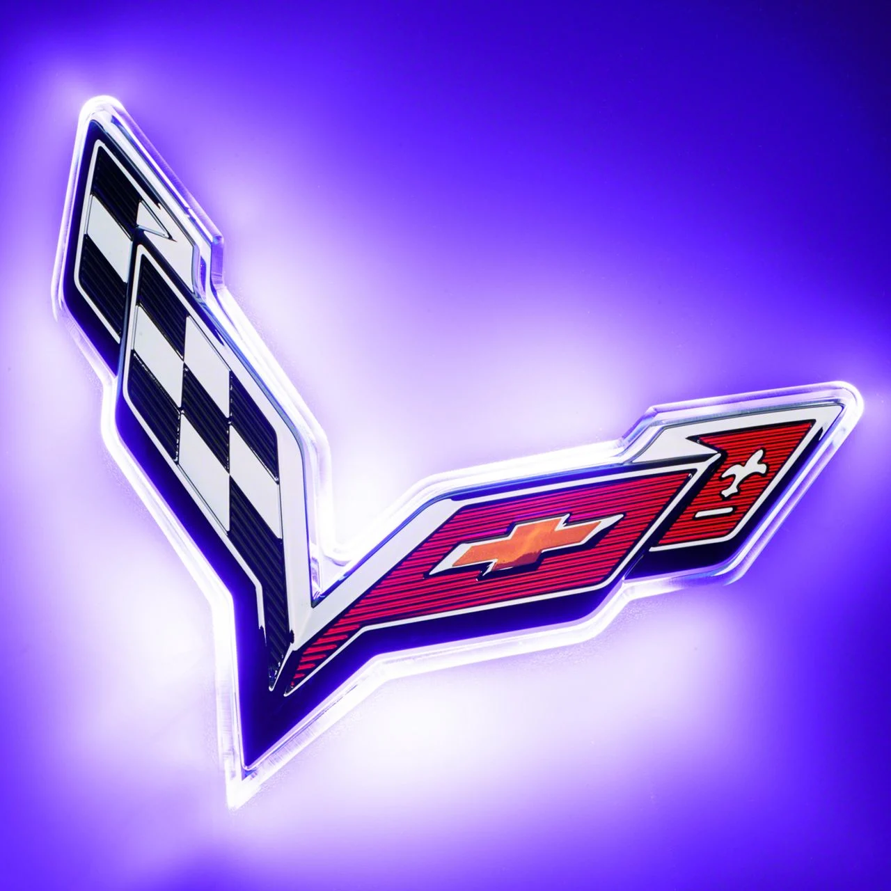 Oracle Illuminated Rear Emblem; Dual Intensity; UV/Purple (14-19 Corvette C7)