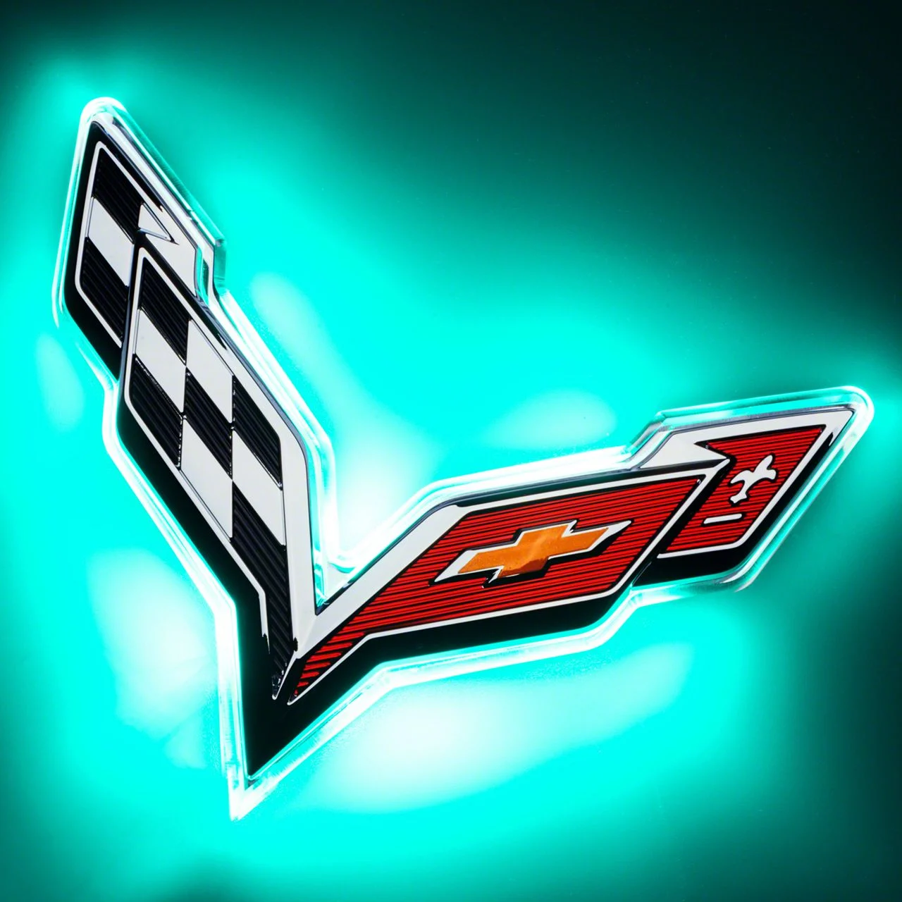 Oracle Illuminated Rear Emblem; Single Intensity; Aqua (14-19 Corvette C7)