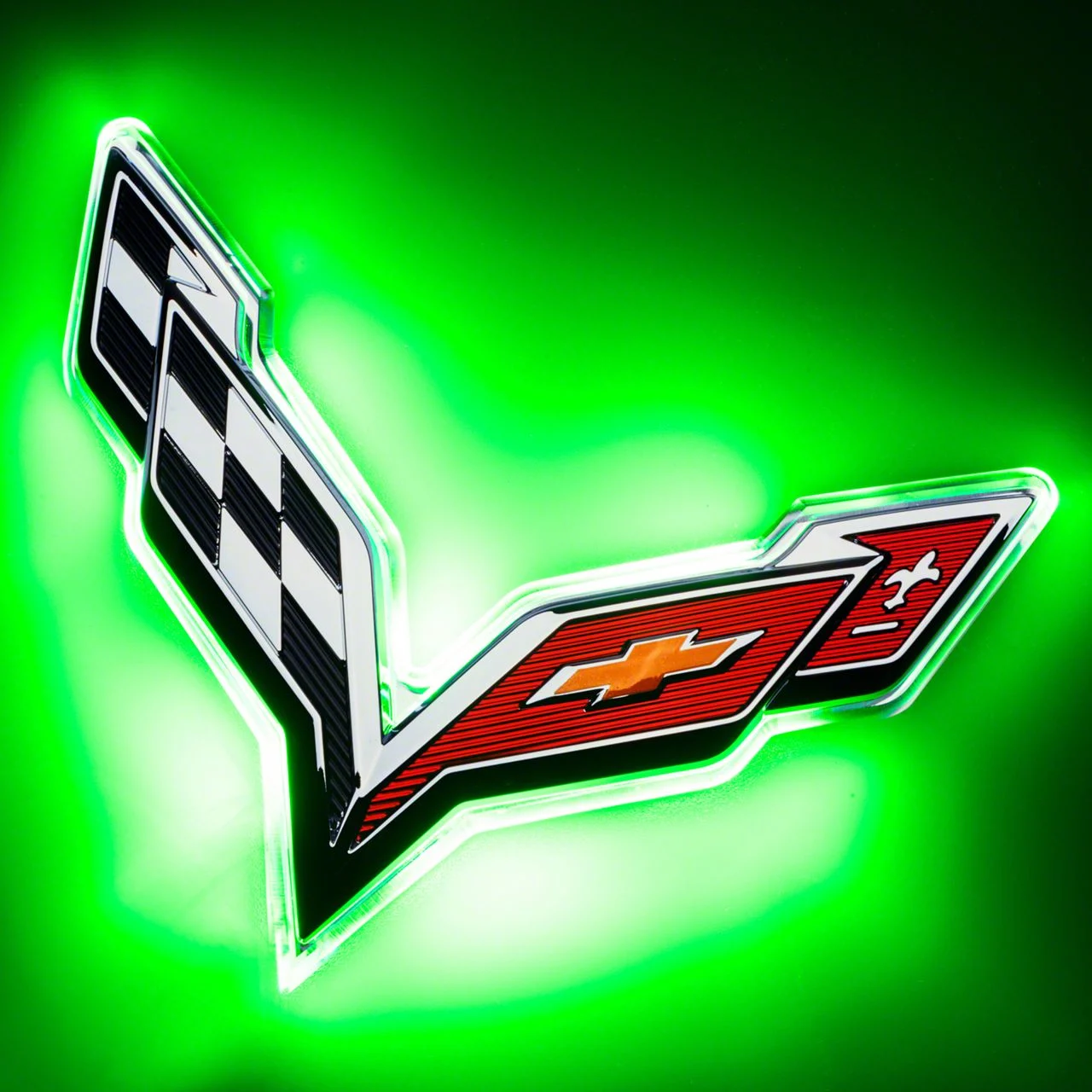 Oracle Illuminated Rear Emblem; Single Intensity; Green (14-19 Corvette C7)