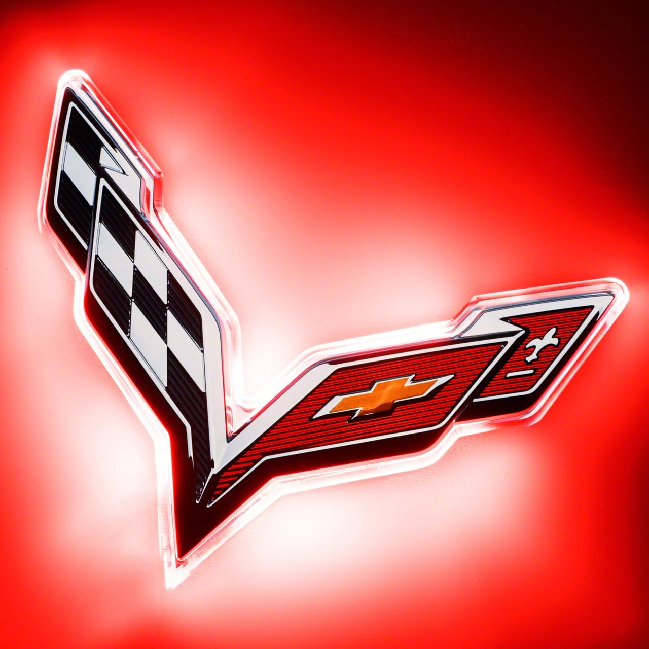 Oracle Illuminated Rear Emblem; Single Intensity; Red (14-19 Corvette C7)